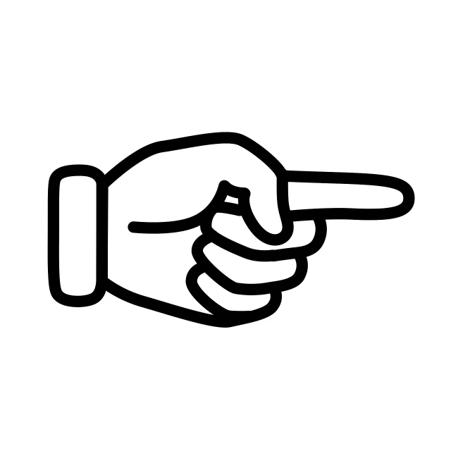 a black and white line drawing of a pointing finger, by Andrei Kolkoutine, reddit, hurufiyya, pictogram, thumbnail, mcbess, looking left