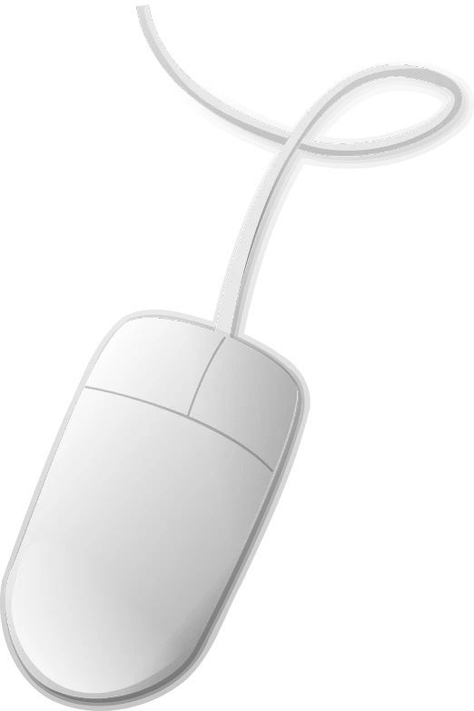 a white computer mouse on a black background, by Mirko Rački, pixabay, computer art, cable, black and white vector art, background is white and blank, katey truhn