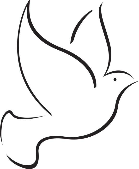 a black and white image of a dove, inspired by Kōno Michisei, pixabay, on a flat color black background, soft outline, digitally enhanced, un dia de paz