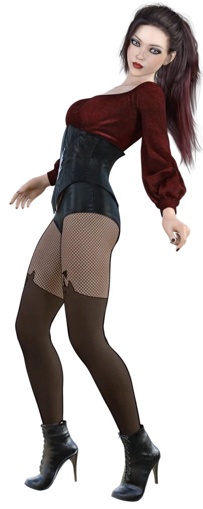 a woman in tights and boots posing for a picture, a raytraced image, polycount, renaissance, fishnet stockings, close up details, garter belt, female magician