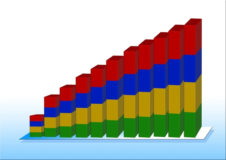 a close up of a bar chart on a piece of paper, a screenshot, by Vladimír Vašíček, flickr, rainbow line - art, growth of a couple, multiple levels, no gradients