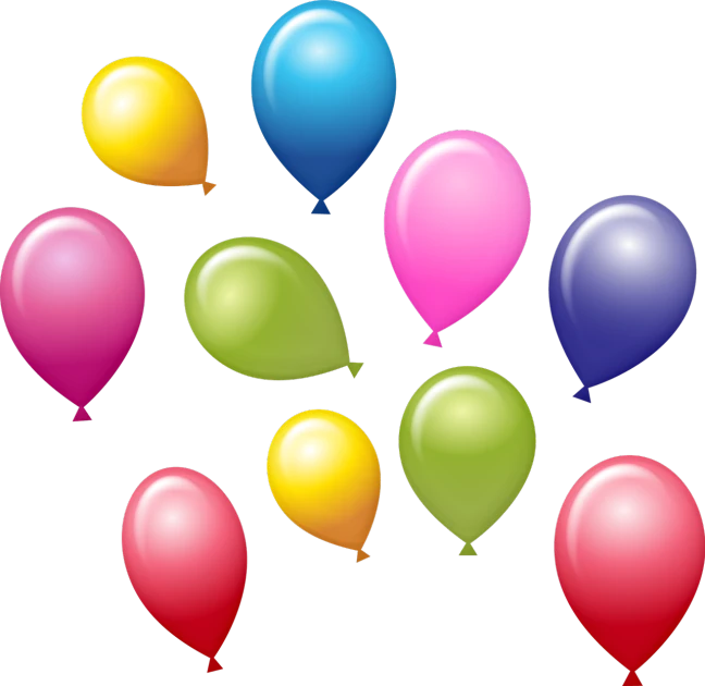 a bunch of balloons on a black background, by David Garner, pixabay, figuration libre, no gradients, computer - generated, rotating, at a birthday party