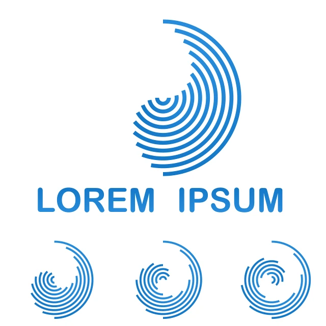 a blue spiral logo on a white background, a stock photo, lorem ipsum dolor sit amet, various styles, doppler effect, vector line - art style