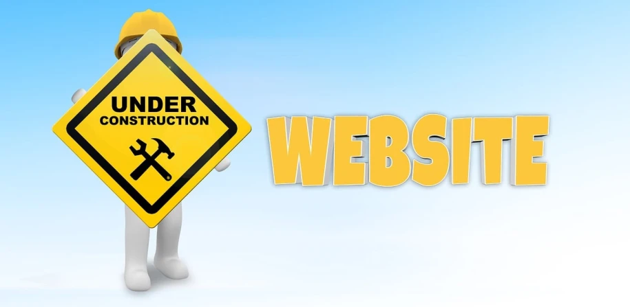 a person holding a sign that says under construction website, a screenshot, by Joseph Henderson, pixabay, toon render keyshot, splash page, 2 0 1 2, website banner