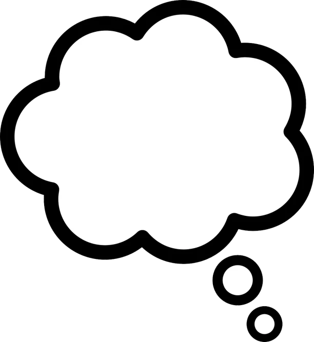 a black and white picture of a thought bubble, vector art, inspired by Carlos Enríquez Gómez, trending on pixabay, minimalism, cloud storage, lowres, white background and fill, facing left