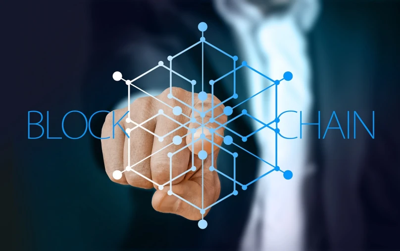 a close up of a person touching a blockchain, a digital rendering, by Kurt Roesch, shutterstock, holography, cryogenic pods, logo, stock photo, detailed picture