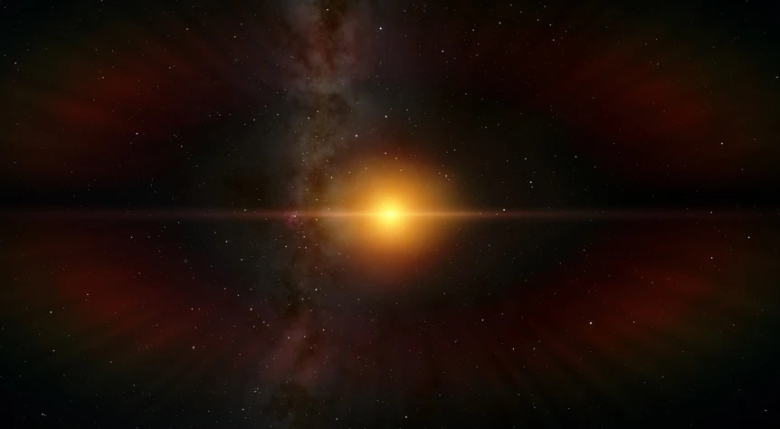 a close up of a star in the sky, digital art, light and space, an expansive view of the sun, space photo