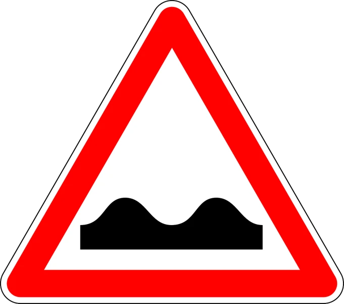 a close up of a road sign on a white background, a picture, by Luděk Marold, tumblr, optical illusion, large waves, bed on the right, svg illustration, bumps