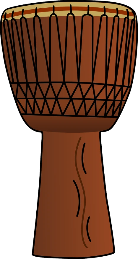 a drum with sticks sticking out of it, inspired by Nyuju Stumpy Brown, pixabay, hurufiyya, west africa mask patterns style, full res, long neck, balloon