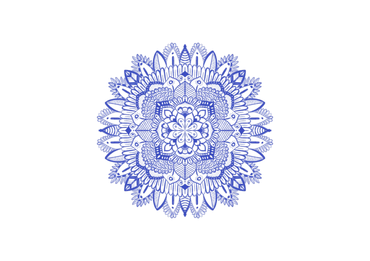 a blue doily on a black background, a digital rendering, cobalt coloration, 3 1