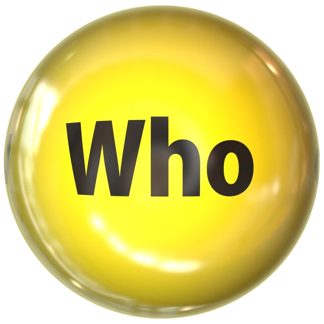 a yellow button with the word who on it, by Willy Bo Richardson, digital art, smooth oval head, glossy sphere, heroic, wikipedia