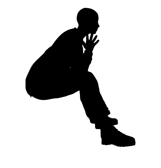 a silhouette of a man sitting on a skateboard, vector art, trending on pixabay, figuration libre, smoking with squat down pose, of portrait of justin beber, thoughtful pose, black teenage boy