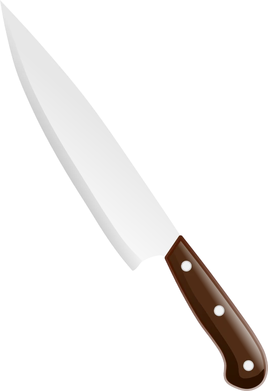 a knife with a brown handle on a white background, an illustration of, by Gusukuma Seihō, clean detailed anime style, slightly buck - toothed, ( brown skin ), cut-scene