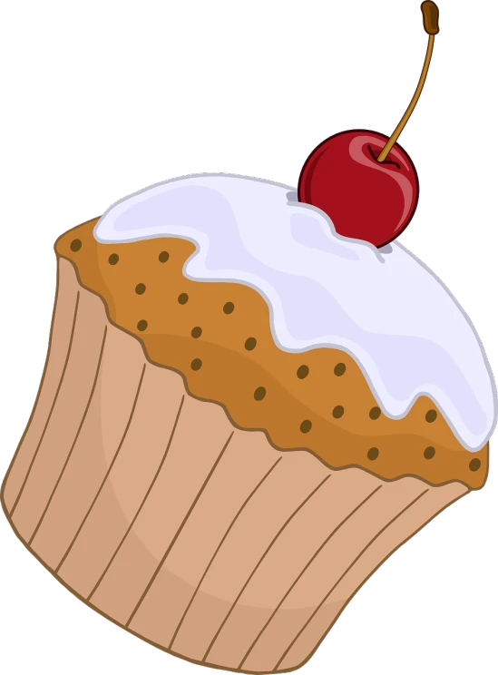 a cupcake with a cherry on top, a digital rendering, !!! very coherent!!! vector art, close-up!!!!!!, wikihow illustration, boys