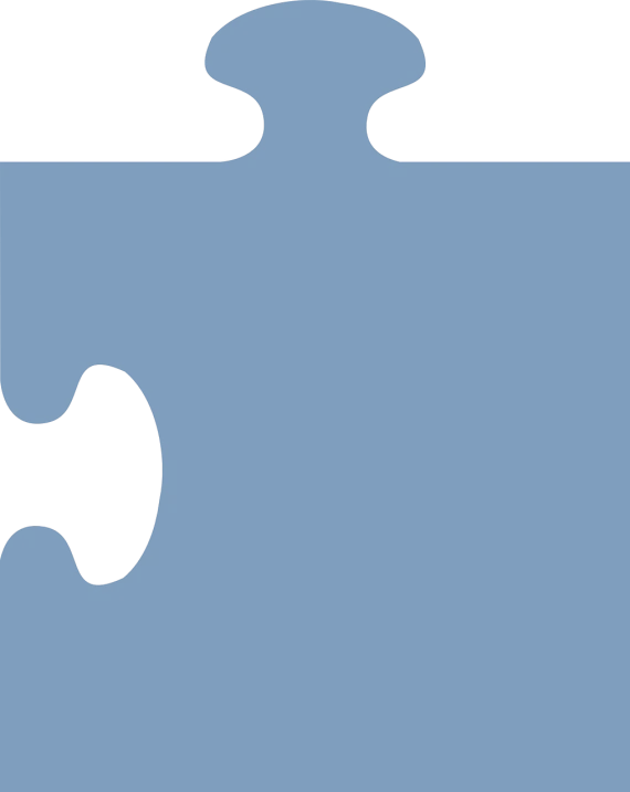 a blue puzzle piece with a missing piece, inspired by Jean Arp, reddit, suprematism, with symmetrical head and eyes, banner, blue and black color scheme, textless