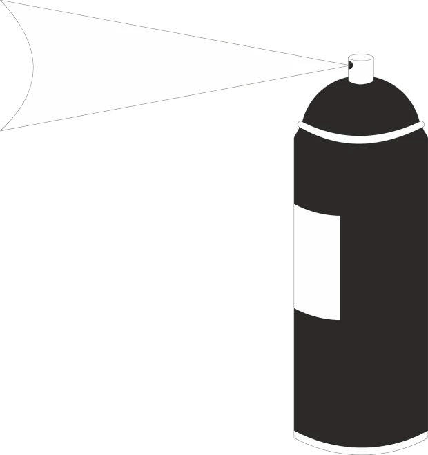 a black and white image of a spray can, vector art, by Leon Polk Smith, pixabay, light coming from the right side, flat colour, oxygen tank, ray lighting from top of frame