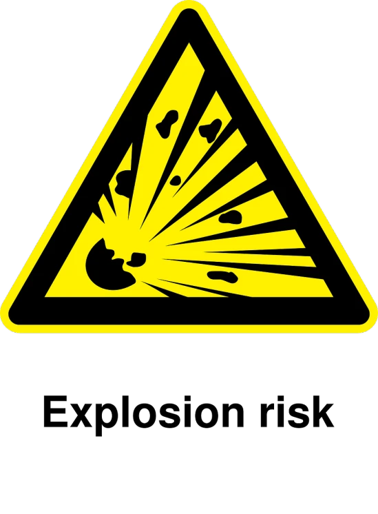 a yellow warning sign with a black background, vector art, inspired by Mirko Rački, shock art, spaceship exploding, shot on a 2 0 0 3 camera, espoo, deck