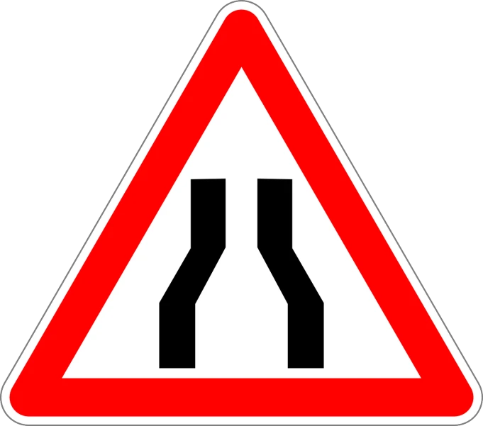 a close up of a road sign on a white background, by Avgust Černigoj, shutterstock, sōsaku hanga, symmetrical illustration, ravine, bending down slightly, twins