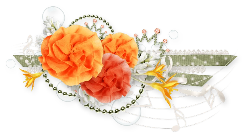 a bunch of flowers sitting on top of a musical note, digital art, inspired by Cindy Wright, baroque, orange ribbons, tiara, 😃😀😄☺🙃😉😗, embellishment