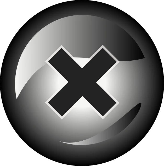 a black and white image of a cross in a circle, minimalism, glossy sphere, error, black gradient background, plus - x