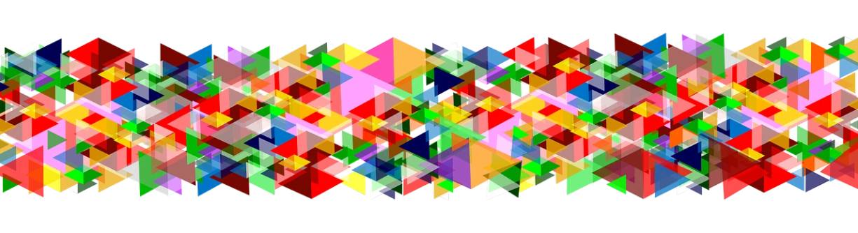 a multicolored abstract pattern on a black background, a raytraced image, inspired by Yaacov Agam, flickr, geometric abstract art, triangles, transparent backround, ; wide shot, color vector