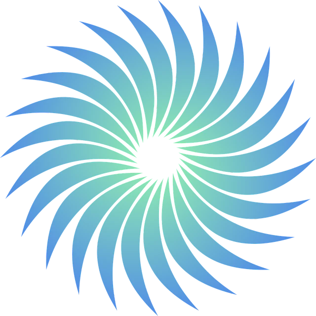 a blue circular object on a black background, inspired by Shūbun Tenshō, hurufiyya, vectorial curves, turbines, spiky, blue and black color scheme))