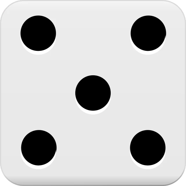 a white dice with black dots on it, by Greg Rutkowski, deviantart, icon for weather app, top angle view, 5 0. 0 mm, online casino logo