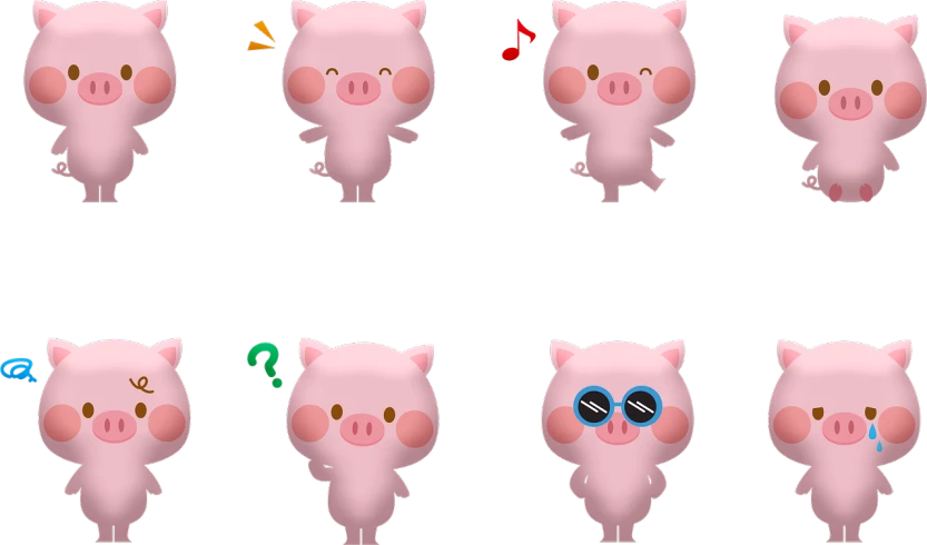 a group of pigs standing next to each other, dada, sprite sheet, q posket, けもの, singing