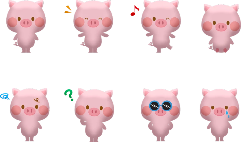 a group of pigs standing next to each other, dada, sprite sheet, q posket, けもの, singing
