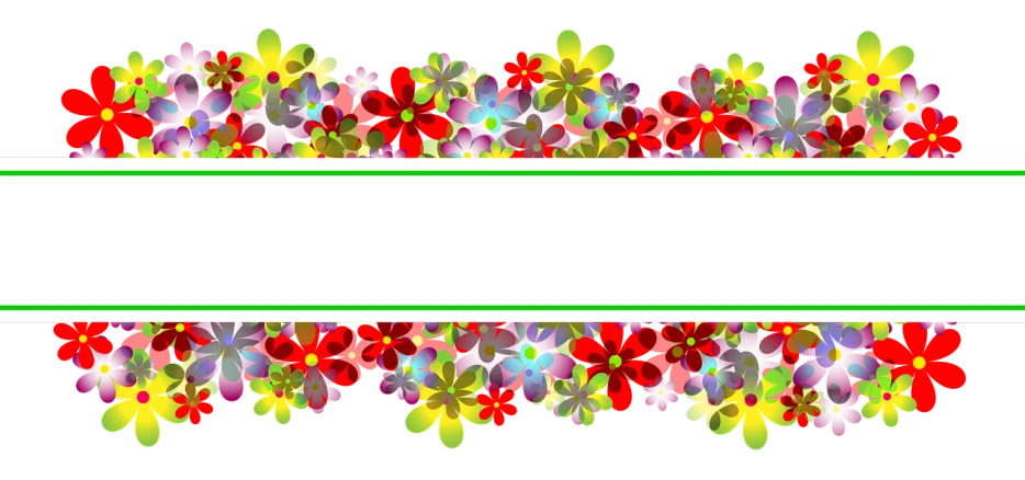 a border of colorful flowers on a black background, by Kiyoshi Yamashita, flickr, minimalism, red green white black, vector background, verbena, on clear background