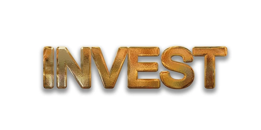the word invest in gold letters on a white background, a stock photo, by Daniel Lieske, pixabay, art nouveau, asset store, leaves, panel, 1/1000
