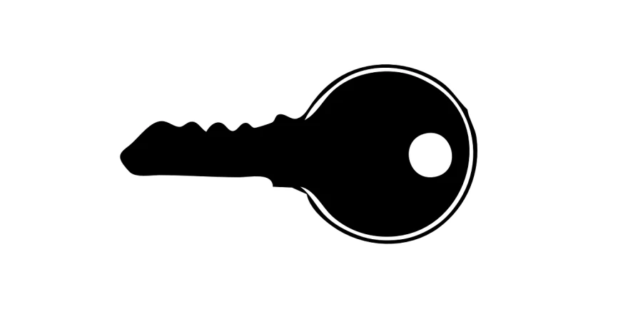 a black and white photo of a key, an illustration of, conceptual art, black silhouette, illustration, flat image, side