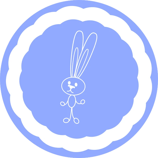 a blue circle with a white outline of a rabbit, a cartoon, pixabay contest winner, sōsaku hanga, ruffled wings, sticker design vector art, on a plate, !female