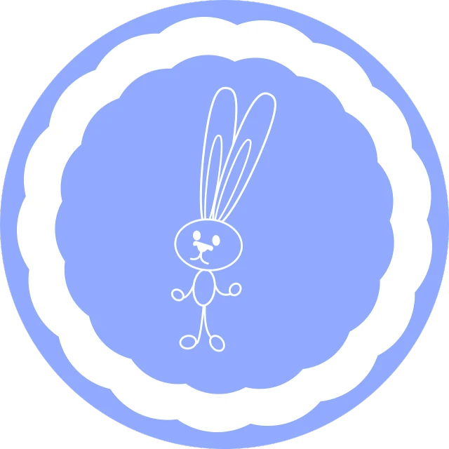 a blue circle with a white outline of a rabbit, a cartoon, pixabay contest winner, sōsaku hanga, ruffled wings, sticker design vector art, on a plate, !female