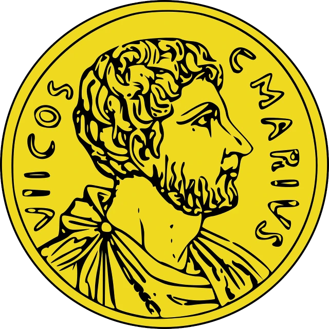 a coin with a drawing of a man's face on it, vector art, inspired by Nicomachus of Thebes, neoclassicism, with yellow cloths, charles maurice, posed in profile, vargas