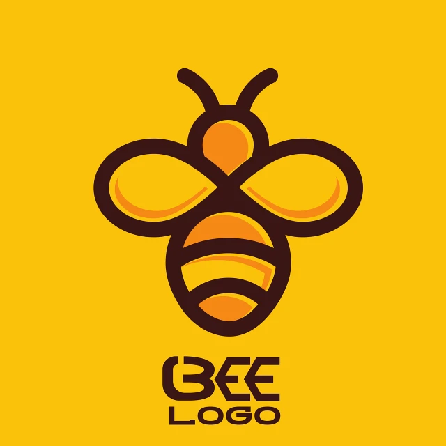 a bee logo on a yellow background, vector art, behance, art deco, worm brown theme, illustrator vector graphics, corporate animation style, vector graphics with clean lines