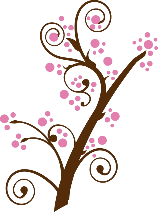 a brown and pink tree on a black background, inspired by Katsushika Ōi, art nouveau, [ closeup ]!!, “berries, cartoonish and simplistic, 5 feet away