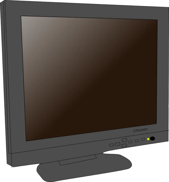 a computer monitor sitting on top of a desk, a computer rendering, by Andrei Kolkoutine, pixabay, computer art, black and brown colors, crt tv mounted, front side view, flat grey color