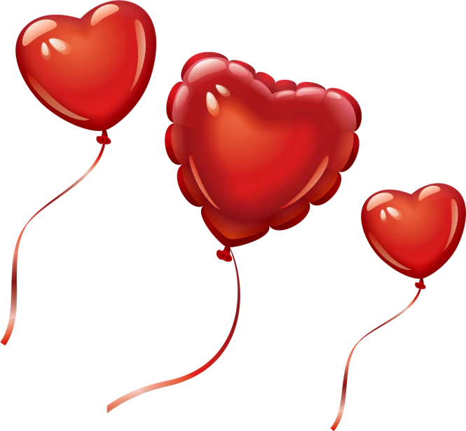 three red balloons in the shape of a heart, vector art, pixabay, romanticism, on black background, honey, heath clifford, ribbon