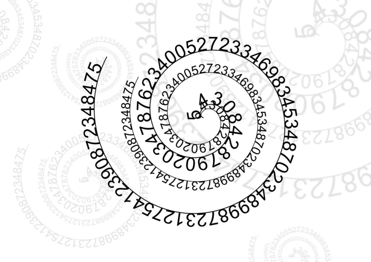 a spiral of numbers on a white background, an illustration of, trending on pixabay, ascii art, illegible rosicrucian symbols, tattoo stencil, created in adobe illustrator, snail