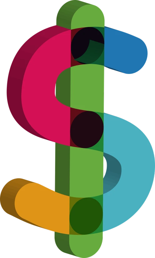 a multicolored letter s on a black background, by Leon Polk Smith, generative art, dollar sign, vertical wallpaper, shaded flat illustration, graphic detail