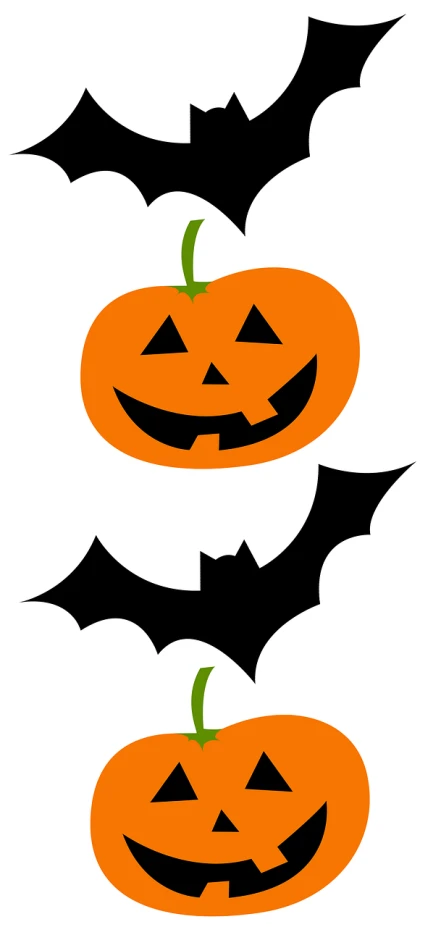 three halloween pumpkins with bats on them, pixabay, sōsaku hanga, clipart, long and orange mustache, high res photo, svg vector