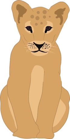 a lion cub sitting in front of a black background, a digital rendering, by Lisa Milroy, pixabay, clean lineart and flat color, anthropomorphic beaver, isolated on white background, cat theme banner