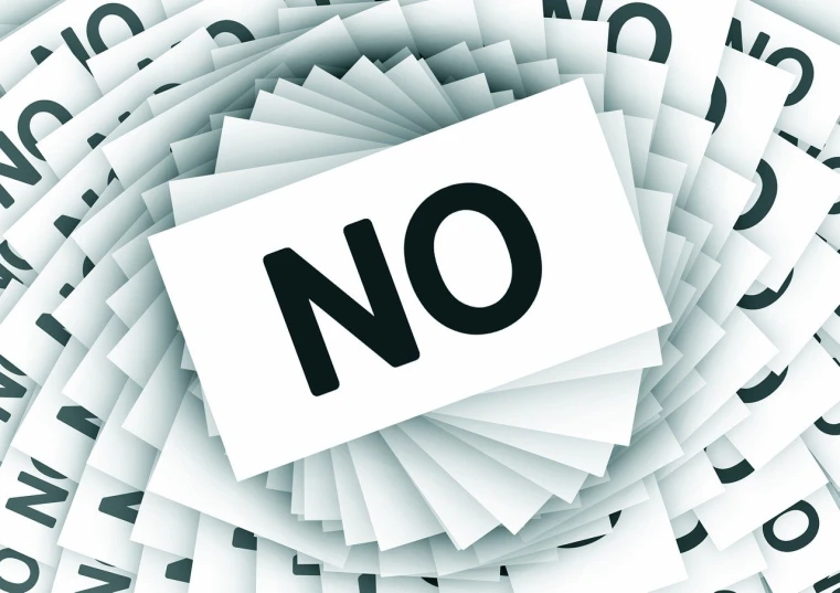 a pile of paper with the word no on it, pixabay, neoplasticism, hovering indecision, no - text no - logo, no curves, notices