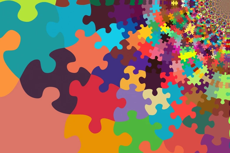 a picture of a bunch of puzzle pieces, a jigsaw puzzle, generative art, colorful hyperbolic background, 4 k hd wallpaper illustration, detailed vectorart, colorful palette illustration