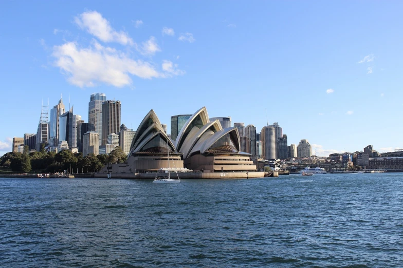 a view of the sydney opera house from across the water, shutterstock, manhattan, stock photo, round buildings in background, usa-sep 20