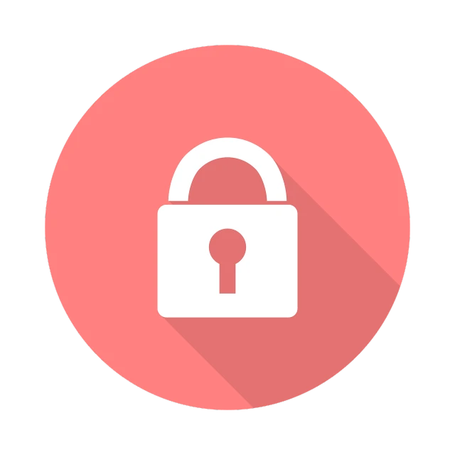 a white padlock with a long shadow on a pink circle, pixabay, on a flat color black background, 🎨🖌, material design, plan