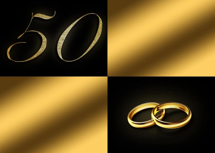 a couple of gold wedding rings sitting next to each other, a digital rendering, digital art, 50 years old, black backgrounds, -step 50, close up shots