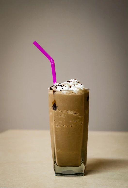 a chocolate milkshake with a pink straw and sprinkles, by Adam Chmielowski, flickr, ice coffee, sfw version, bumps, jasmine