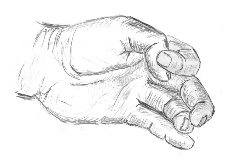 a drawing of a hand holding something, inspired by Andrew Loomis, pexels, detailed but rough, sketched 4k, computer generated, by greg rutkowski
